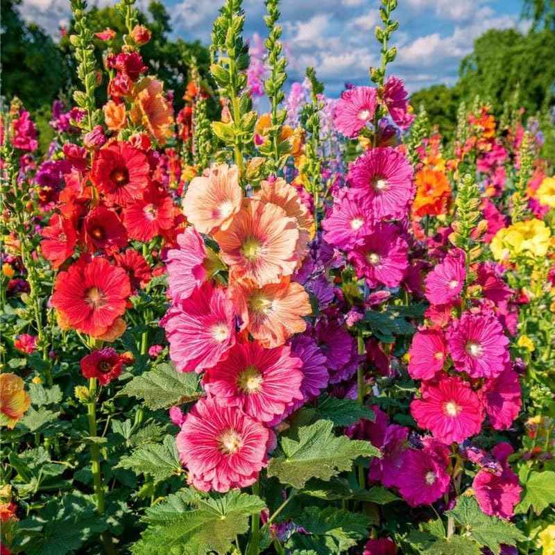 350+ Mix Hollyhock Seeds for Planting - Tall Flowering Perennial, Non-GMO Heirloom Plant Seeds Garden Outdoor, Attracts Pollinators