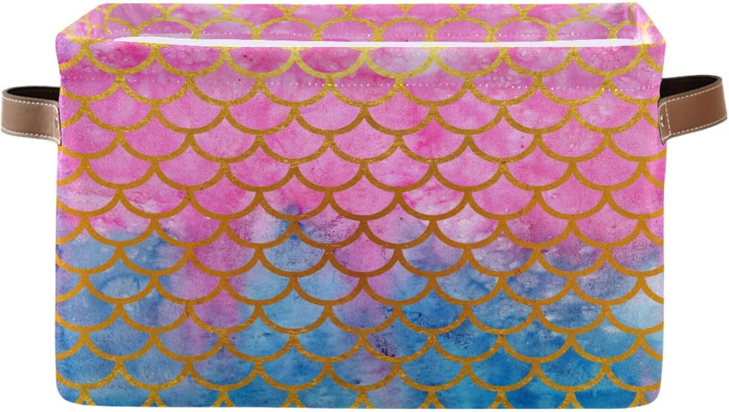 Mermaid Rectangular Storage Basket Organizer Bin Shelf Baskets For Clothes Gifts For Home Office Dorm