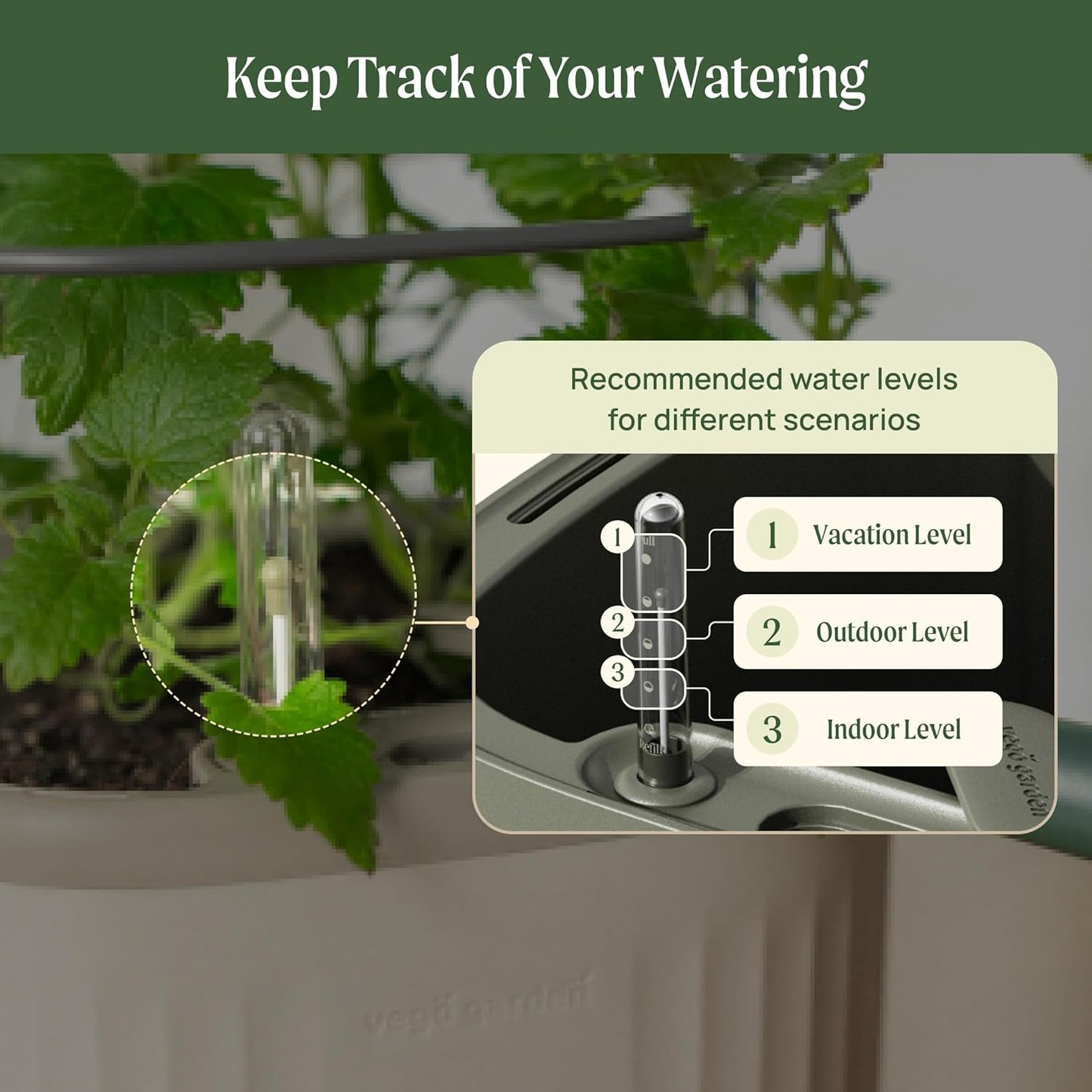 Vego garden Mini Planter Indoor Pots with Trellis Self-Watering Herb Countertop Planter for Climbing Vegetables Flowers Mint Plants Cage- Sage Green