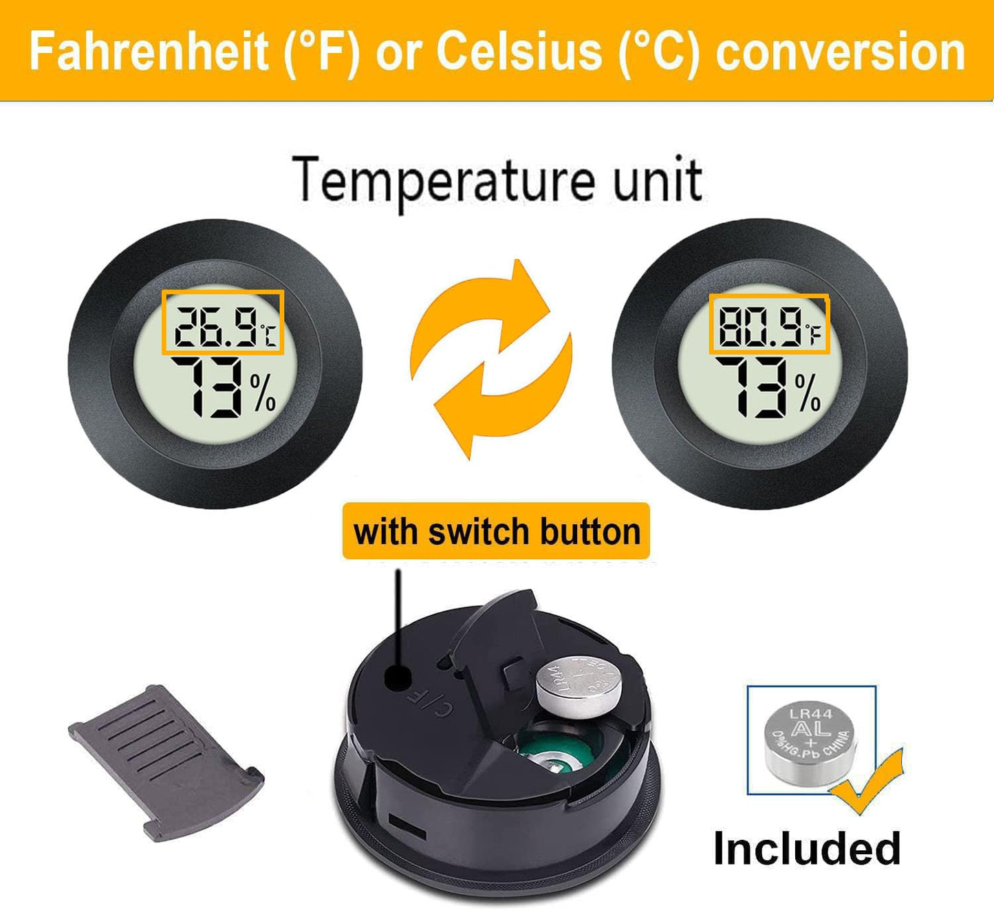 3 Pack Mini Hygrometer Thermometer Digital Humidity Meter Indoor/Outdoor Humidity Monitor Reptile Thermometer for Humidors Garden Cellar Greenhouse ℉/ ℃ (3)