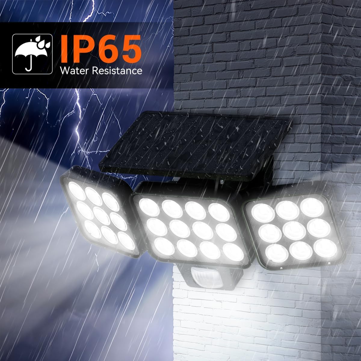 Solar Flood Light Outdoor 4 Pack, 3500LM Super Bright Motion Sensor Outdoor Lights, Solar Lights Outdoors Waterproof, Upgrade Glass Panel, 270° Wide Angle LED Security Spot Light for Outside Yard