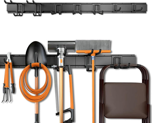 Garage Storage, Garage Organization, Garage Tool Organizer Wall Mount, Garden Tool Organization and Storage 48.1 Inches, Max 450lbs Adjustable Metal Hooks, Hangers Garden Yard Tool Rack,