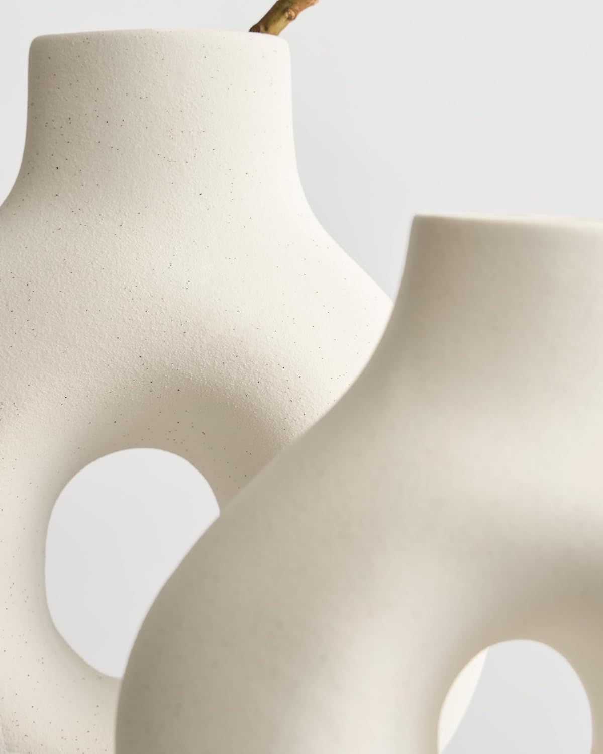 NOBULA White Ceramic Donut Vases – Modern Home Decor for Living Room, Bedroom & Table Centerpiece - Minimalist Nordic – Unique Vases for Olive Plant & Flowers – Decorative Coffee Table Vase Set of 2