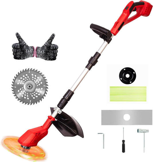 Cordless String Trimmer Compatible with Milwaukee 18V Batteries,Folding 3 in 1 Electric Weed Wacker with Brushless Motor,8 INCH Electric Weed Wacker/Edger Trimmer for Lawn,Garden,Yard(Tool Only)