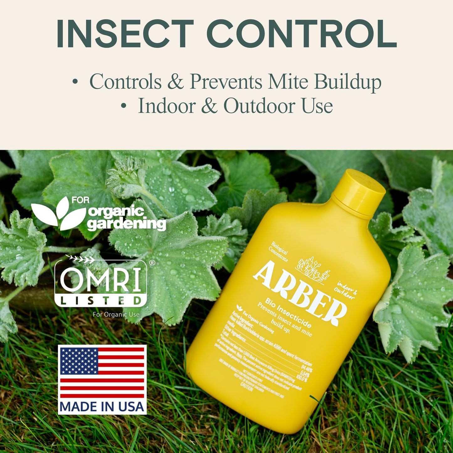 Organic Insecticide Liquid Concentrate – Natural Plant Insect Spray for Indoor & Outdoor Use, Fungus Gnat, Aphid & Spider Mite Control – Houseplant & Garden Insect Killer