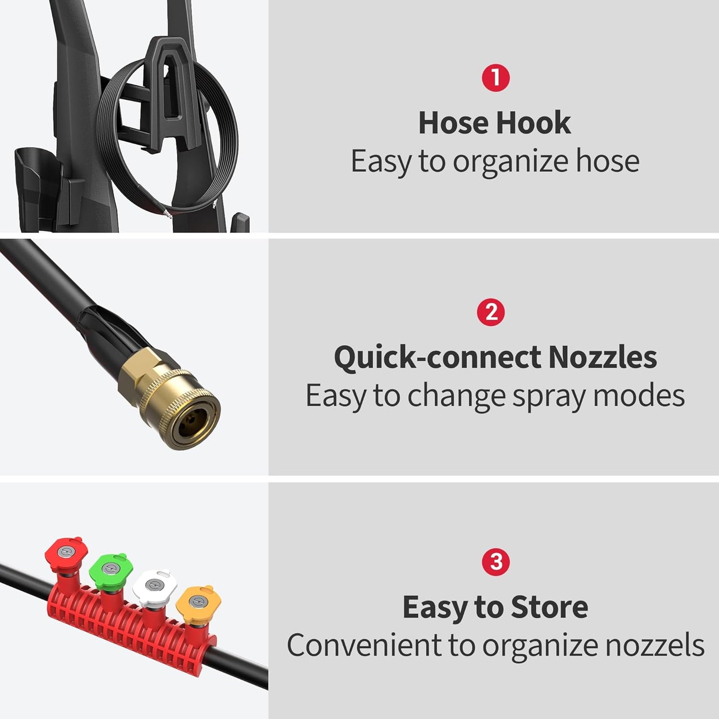 Electric Pressure Washer, 2.5 GPM Power Washer with 4 Quick Connect Nozzles & Foam Cannon, Portable High Pressure Washer Cleaning Machine for Cars Fences Driveways Patios