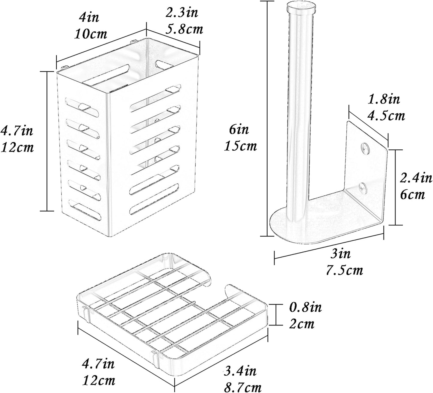 PUSDON Metal Wall Hanging Basket 2 Packs DIY Suitable for Multiple Scenes - Middle White Guardrail Suit