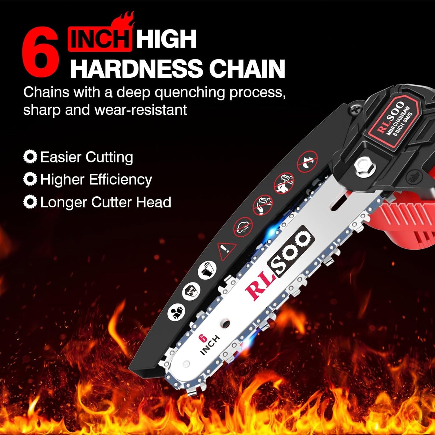 Mini Chainsaw Cordless, 6 Inch Handheld Chain Saw Battery Powered with 2 Rechargeable Batteries and 3 Chains, Portable Small Electric Tree Trimmer for Wood Cutting, Pruning, Courtyard and Household
