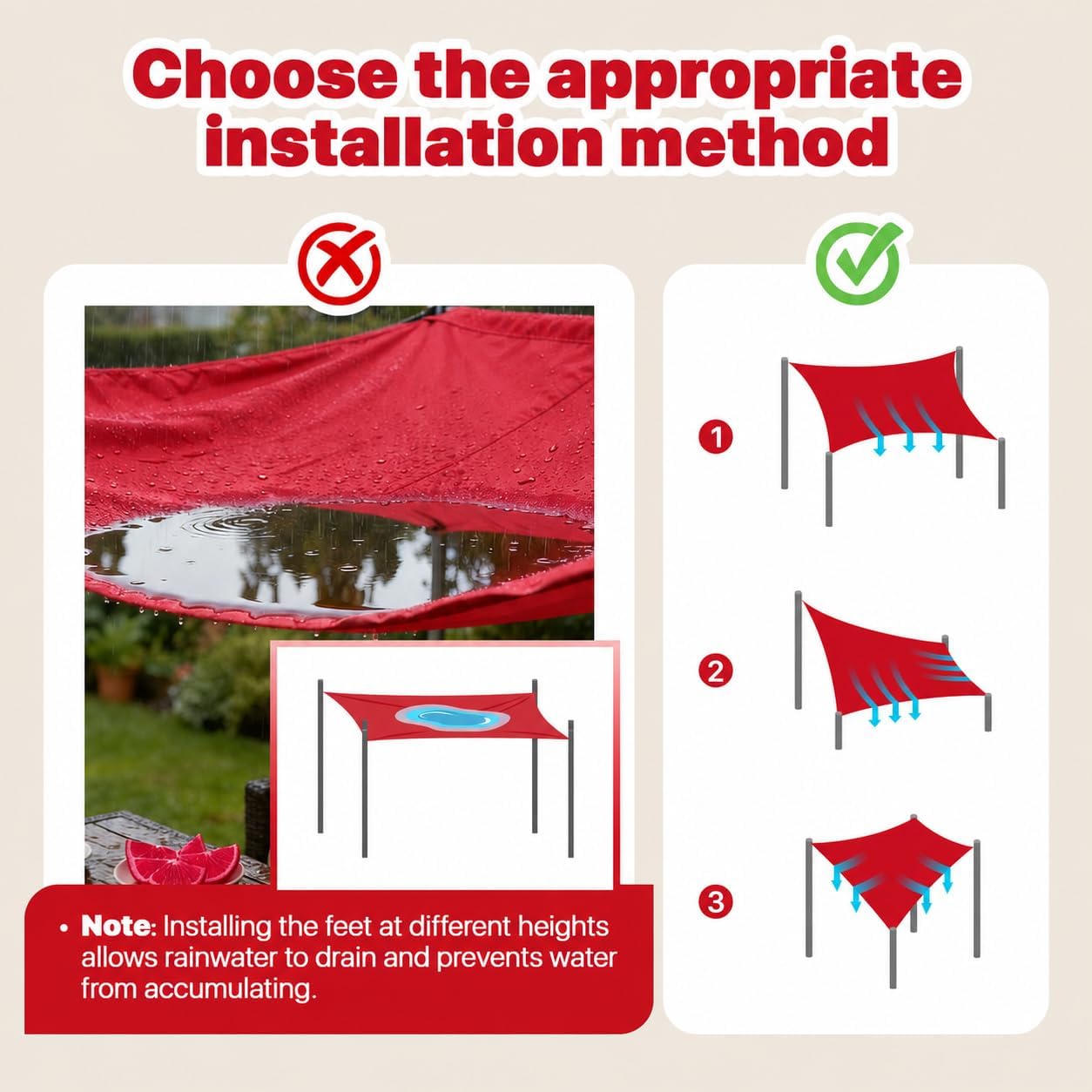 ColourTree 4' x 12' Custom Size Red Square Waterproof Sun Shade Sail UPF50 Canopy Awning Shelter, 95% UV Blockage & Water Resistant, Outdoor Patio Garden Carport (We Make Custom Size)