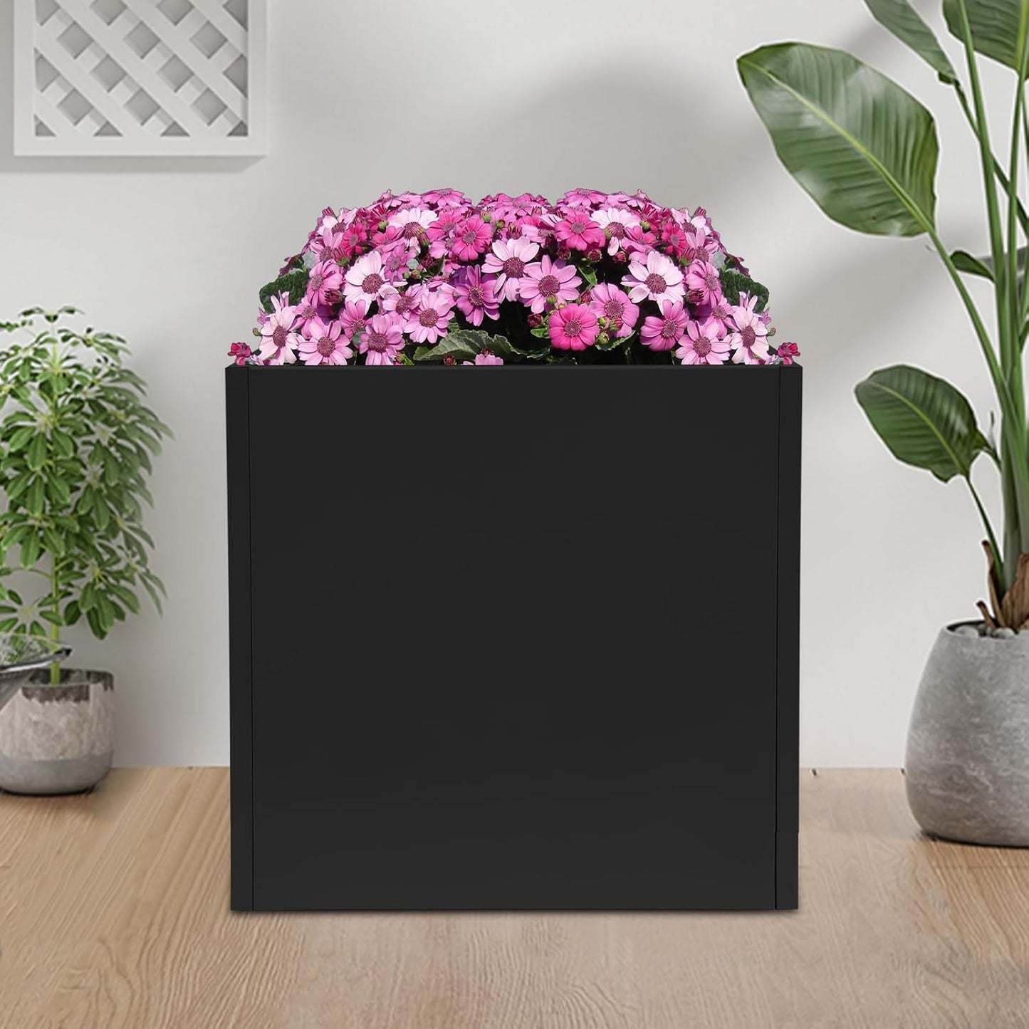 Cube Metal Planter for Porch, Large Square Planter for Indoor & Outdoor Patio/Garden/Backyard, Durable Modern Décor for Tall Plants, Trees, Flowers, 26" x 26" x 26"