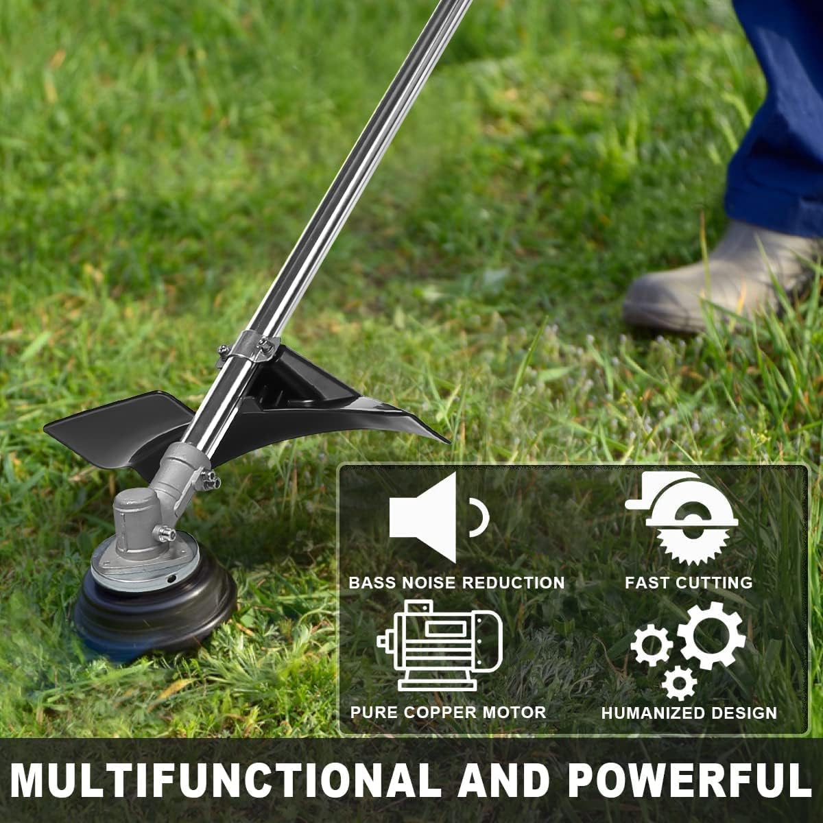Weed Wacker Gas Powered 42.7CC Gas Brush Cutter 2-in-1 Cordless Grass Trimmer/Edger, 2-Cycle Gas String Trimmer with 2 Detachable Head for Lawn and Garden Care