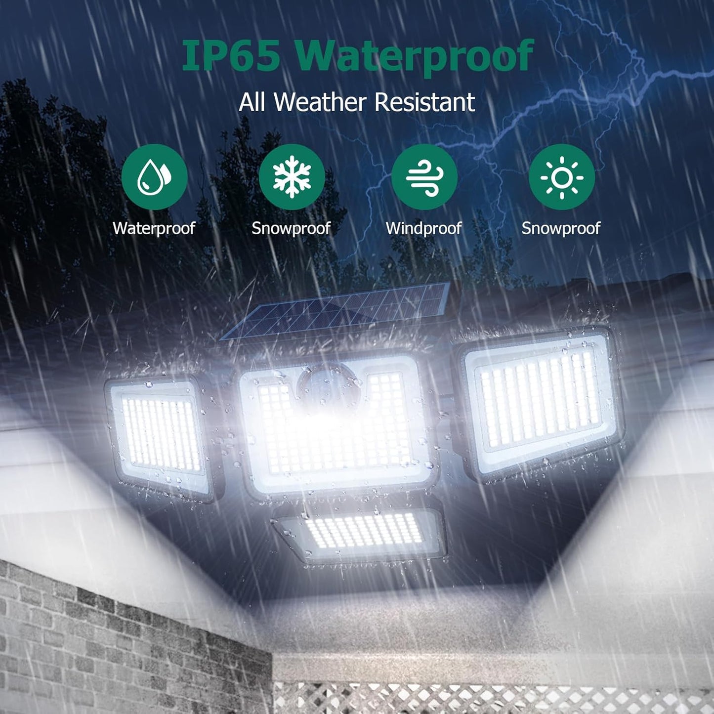 4500LM Solar Lights Outdoor, 4 Adjustable Heads Motion Sensor Lights, 3 Modes, 6500K, IP65 Waterproof Solar Security Wall Lights, Remote Control Flood Lights, Garden, Outside, Backyard, 2 Pack