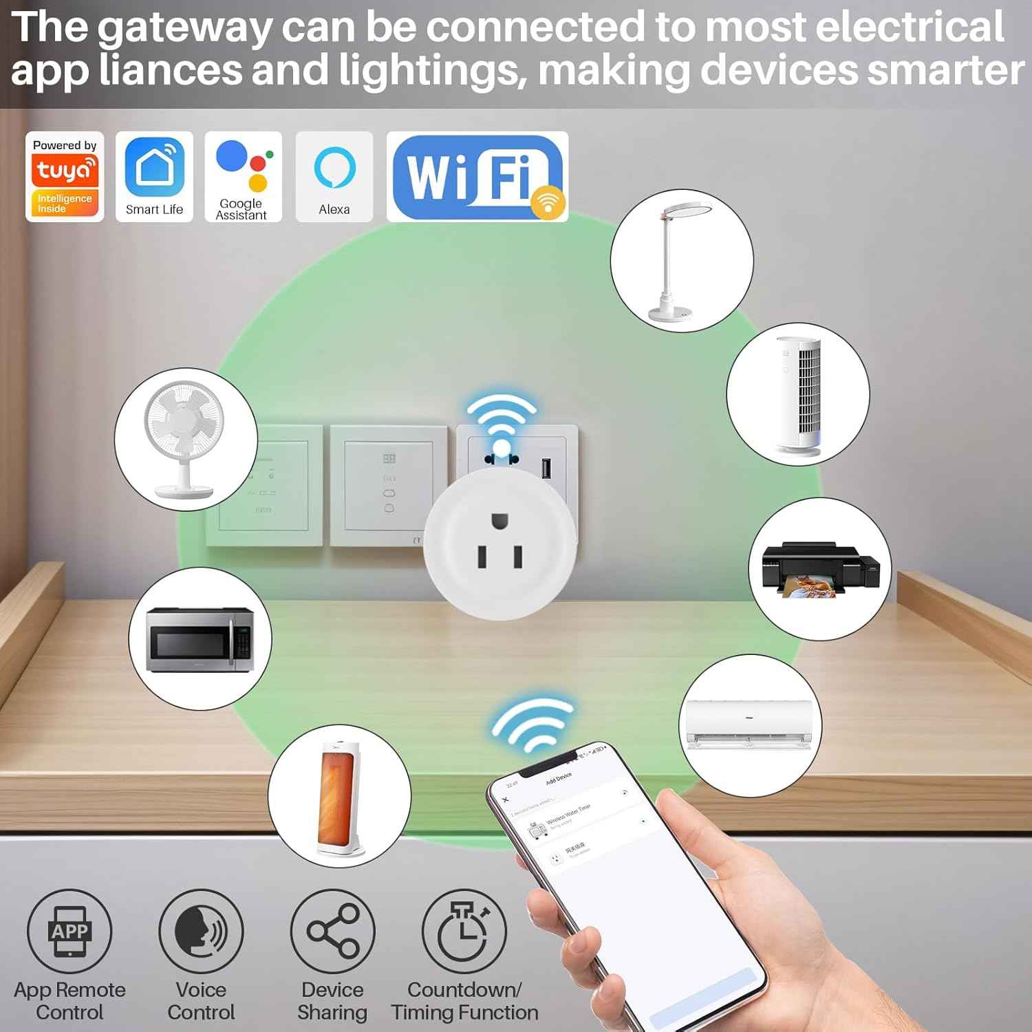Smart Sprinkler Timer 2 Zone with Gateway, WiFi Water Timer with Rain Delay, Manual& Automatic Watering System for Garden Hose Faucet, App& Voice Control, Outdoor Hose for Yards Lawns