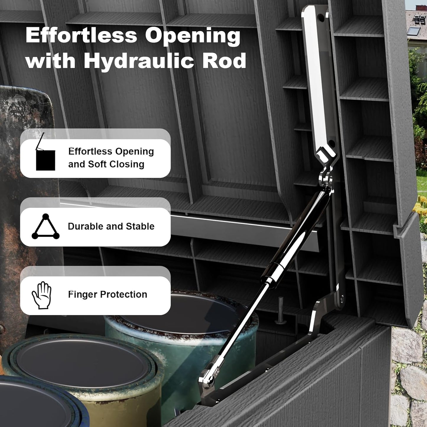 230 Gallon Outdoor Deck Box,Storage Lockable Waterproof Patio Furniture,Garden Tools,Cushions,Pool Accessories Outside Storage Resin Box(Black)