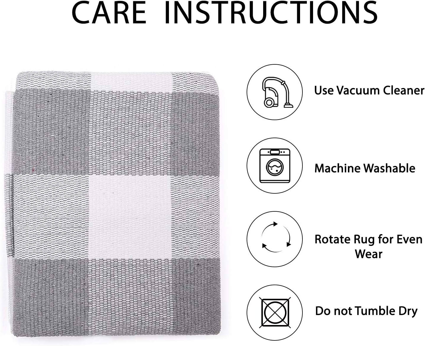 IOHOUZE Buffalo Plaid Checkered Rug 3x5 Ft Front Door Mats, Washable Area Rugs for Front Porch Decor, Spring Summer Welcome Mats Outdoor, Gray White Rug for Farmhouse/Entryway/Home Entrance