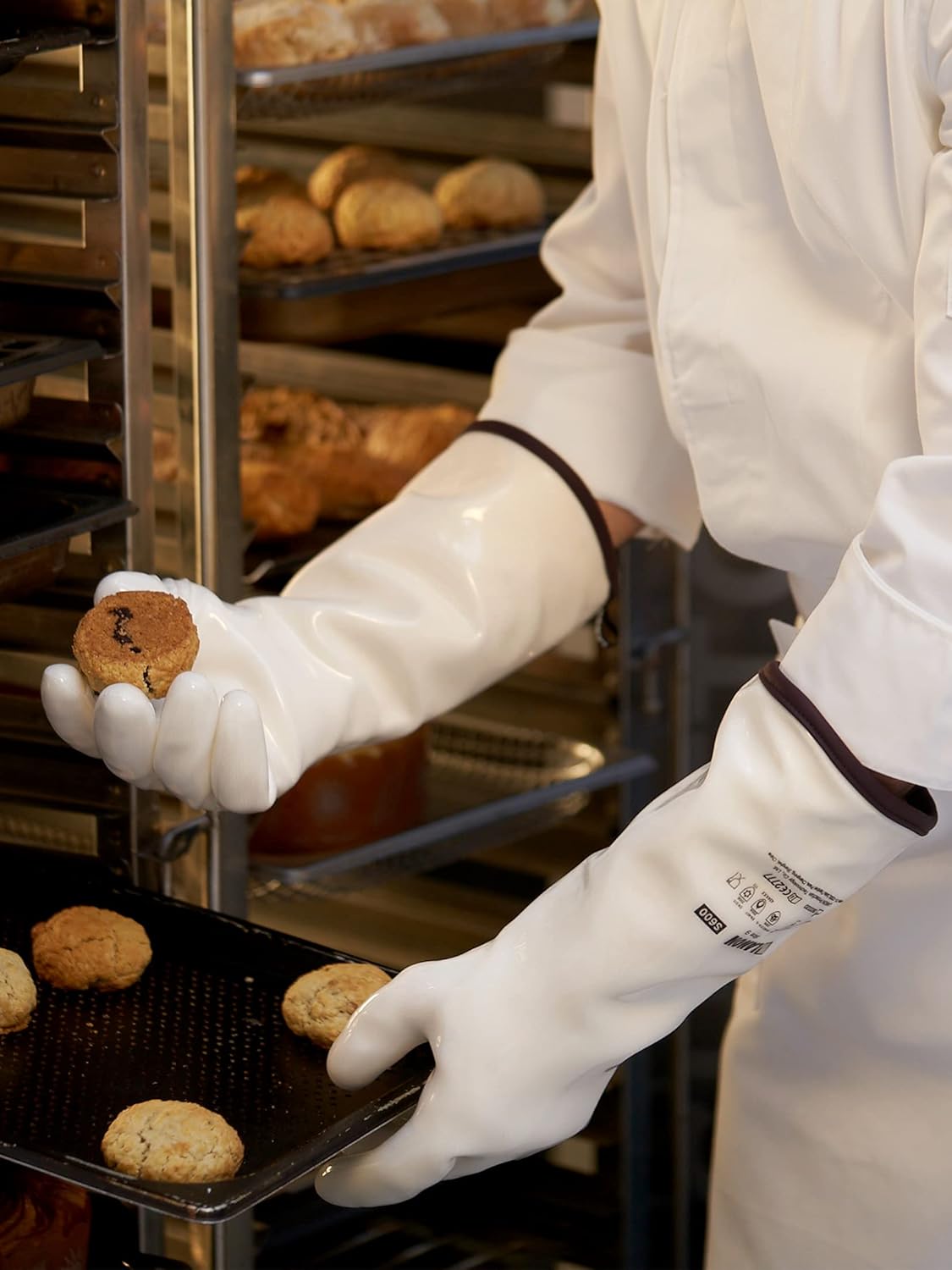 LANON 15" Liquid Silicone Heat Resistant Oven Gloves, Food Grade, CoralAir Liner, Waterproof, Extra Long, Large