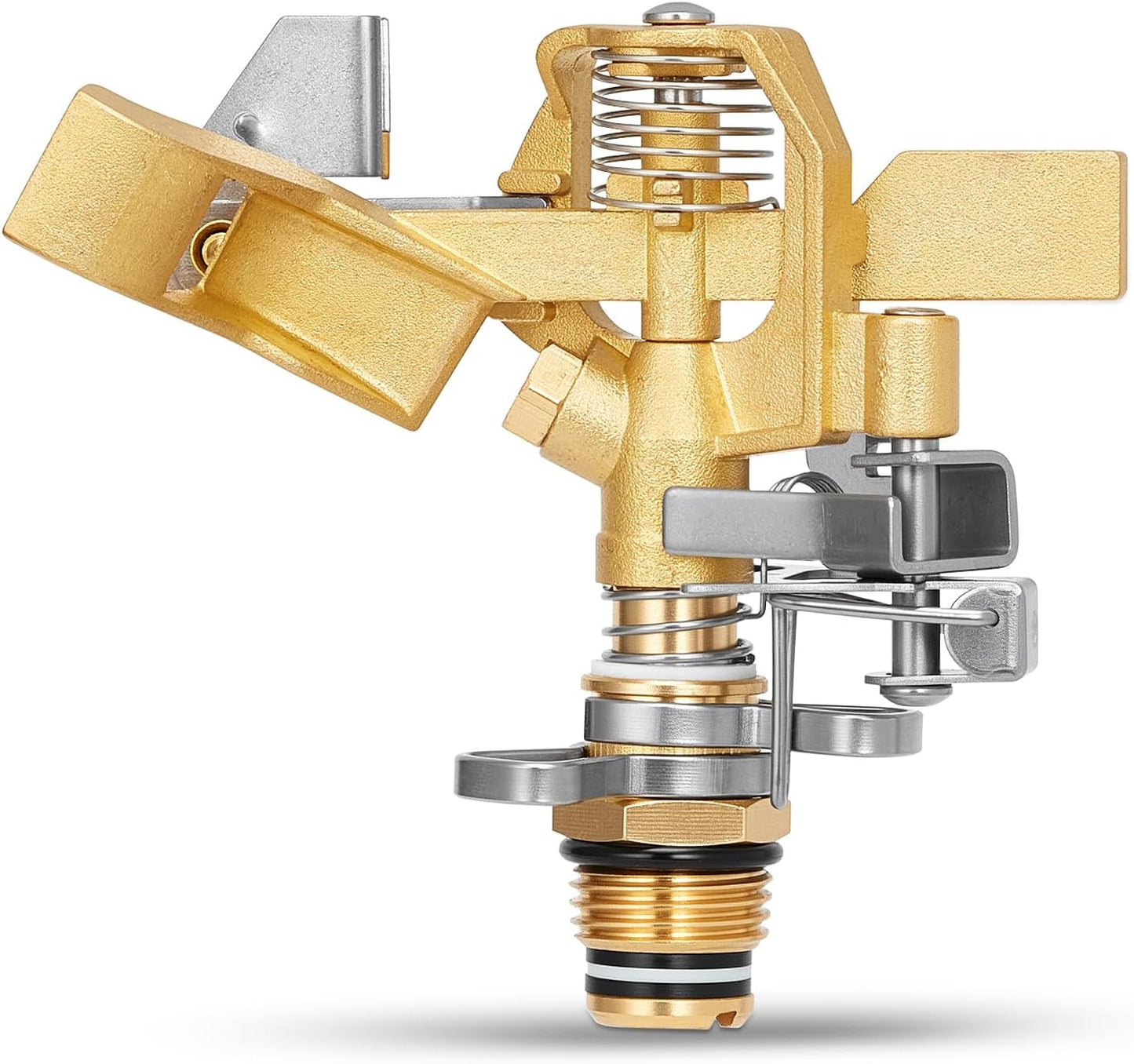 1/2 Inch Brass Sprinklers Head,Heavy Duty Water Sprinkler for Yard with 360 Degree Large Area Coverage Irrigation, Adjustable Impact Sprinklers Head Nozzle for Grass Patio Garden Irrigation