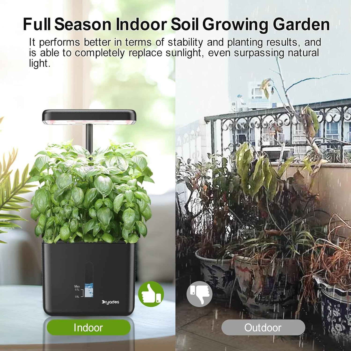 Indoor Garden Growing Systems Self-Watering Plant Pot Smart Gardening System with 17 Watts LED Grow Light Auto Timer Gardening Plant Gifts for Mom Plant Pot for vegetables herbs(No Seeds&Soil)
