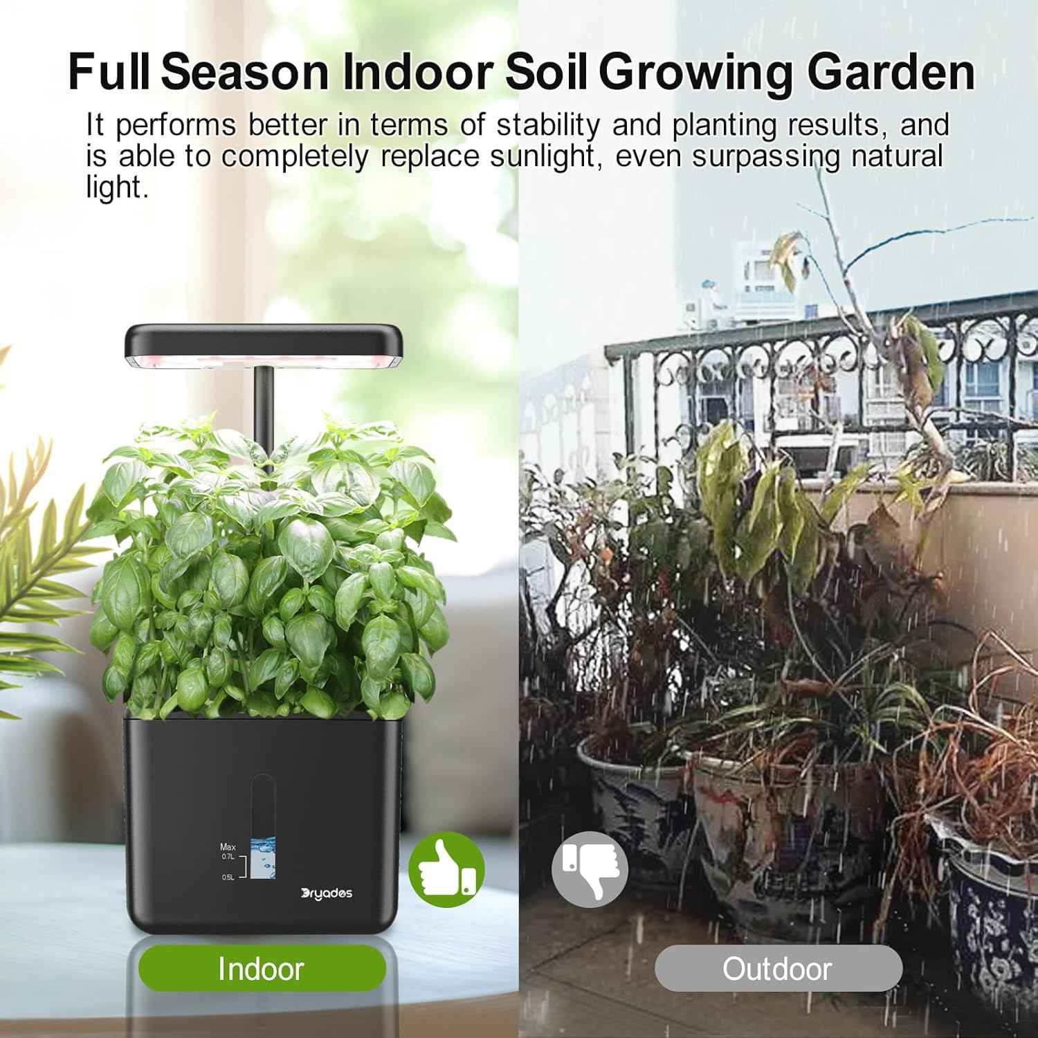 Indoor Garden Growing Systems Self-Watering Plant Pot Smart Gardening System with 17 Watts LED Grow Light Auto Timer Gardening Plant Gifts for Mom Plant Pot for vegetables herbs(No Seeds&Soil)