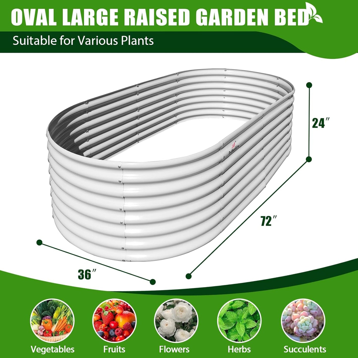 A ANLEOLIFE 6X3X2 ft Galvanized Raised Garden Beds Outdoor-6 Pack, Oval Large Metal Deep Root Planter Box for Planting Vegetables Flowers Herb, Anti-Rust & Easy-Setup, Antique White