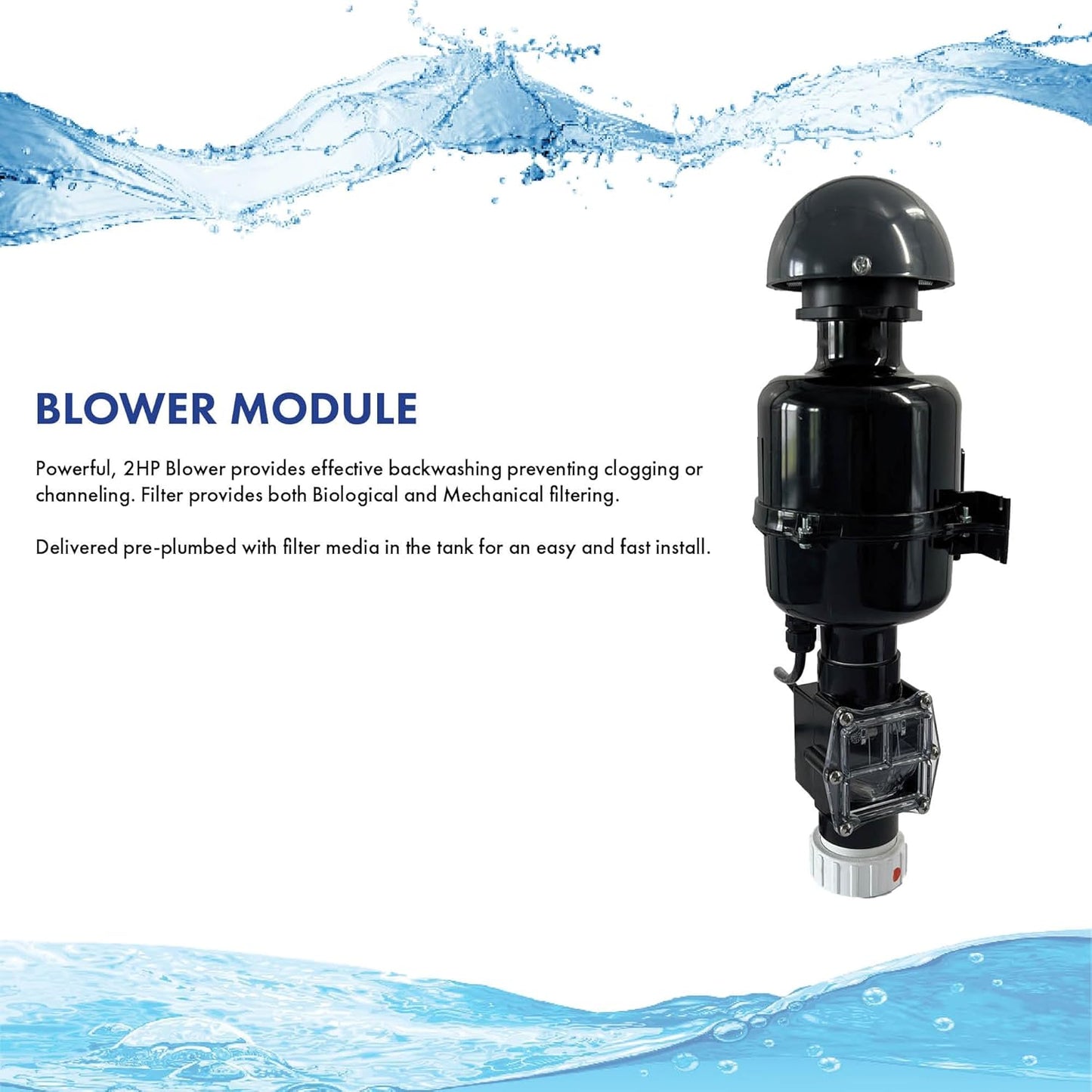 HALF OFF PONDS Simply Clear PRO Koi Pond Filter System with 2HP Blower, UV Clarifier & 2.0 HP Pump – Filters Ponds Up to 27,000 Gallons – Complete Kit with Bio Media, Multiport Valve, Gauge