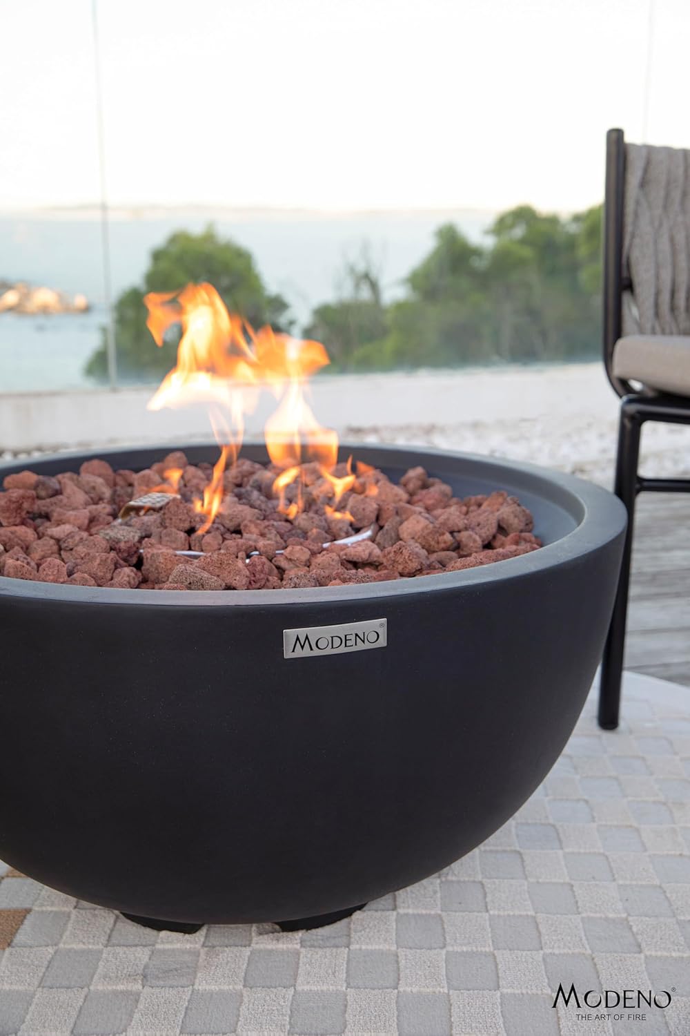 AMS Fireplace | Modeno | Jefferson | Firepit Table | Cover and Lava Rocks Included | (Fuel: Natural Gas - Black)