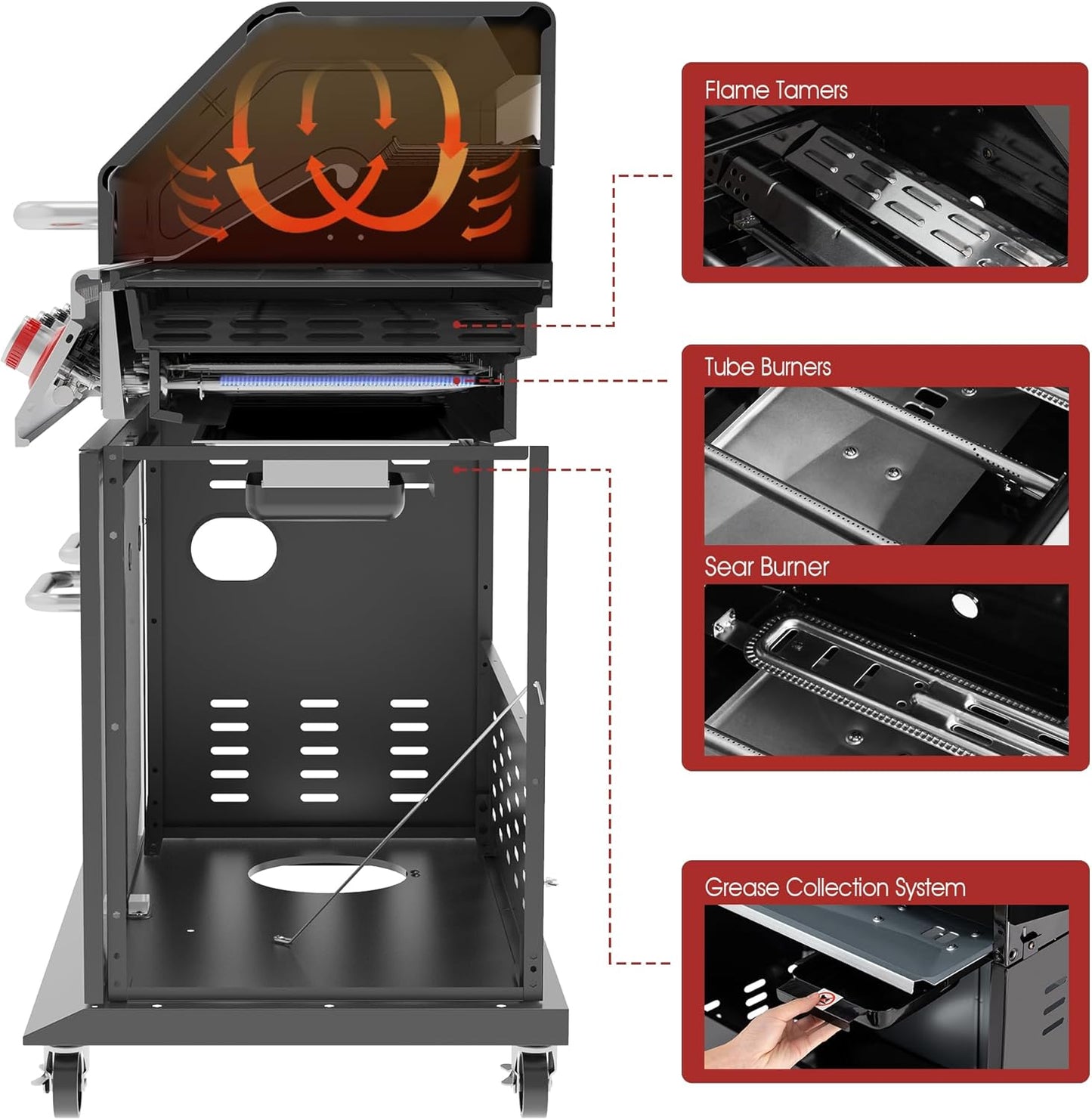 Royal Gourmet GA5404H 5-Burner Propane Gas Grill with Side Burner & Warming Rack, Outdoor BBQ Grill with 64,000 BTUs Output & 738 Sq. in. Cooking Area for Outdoor Barbecue, Black