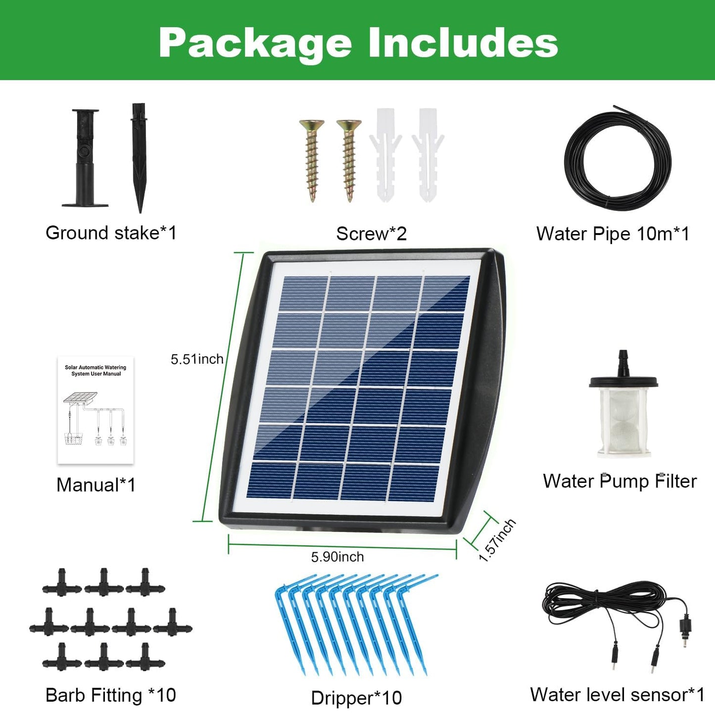 Solar Powered Drip Irrigation System, OHYEAHSPIN Solar Automatic Garden Watering Outdoor Greenhouse Accessories Supported 15 Pots Plants & 6 Timer Modes