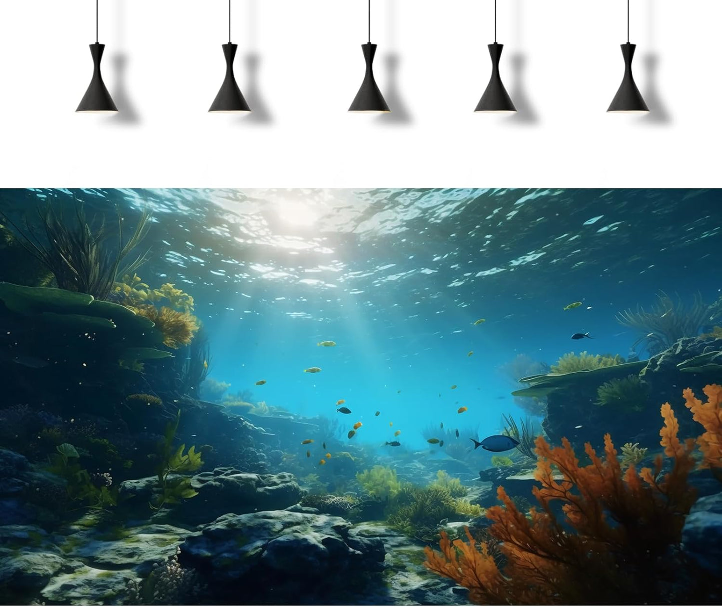 Ocean Floor Fish Tank Background Underwater Rock Aquarium Background Under The Sea Terrarium Backgrounds Aquatic Plants Sunlight Fish Tank Backgrounds Tropical Fish Aquarium Wallpaper 36x20in