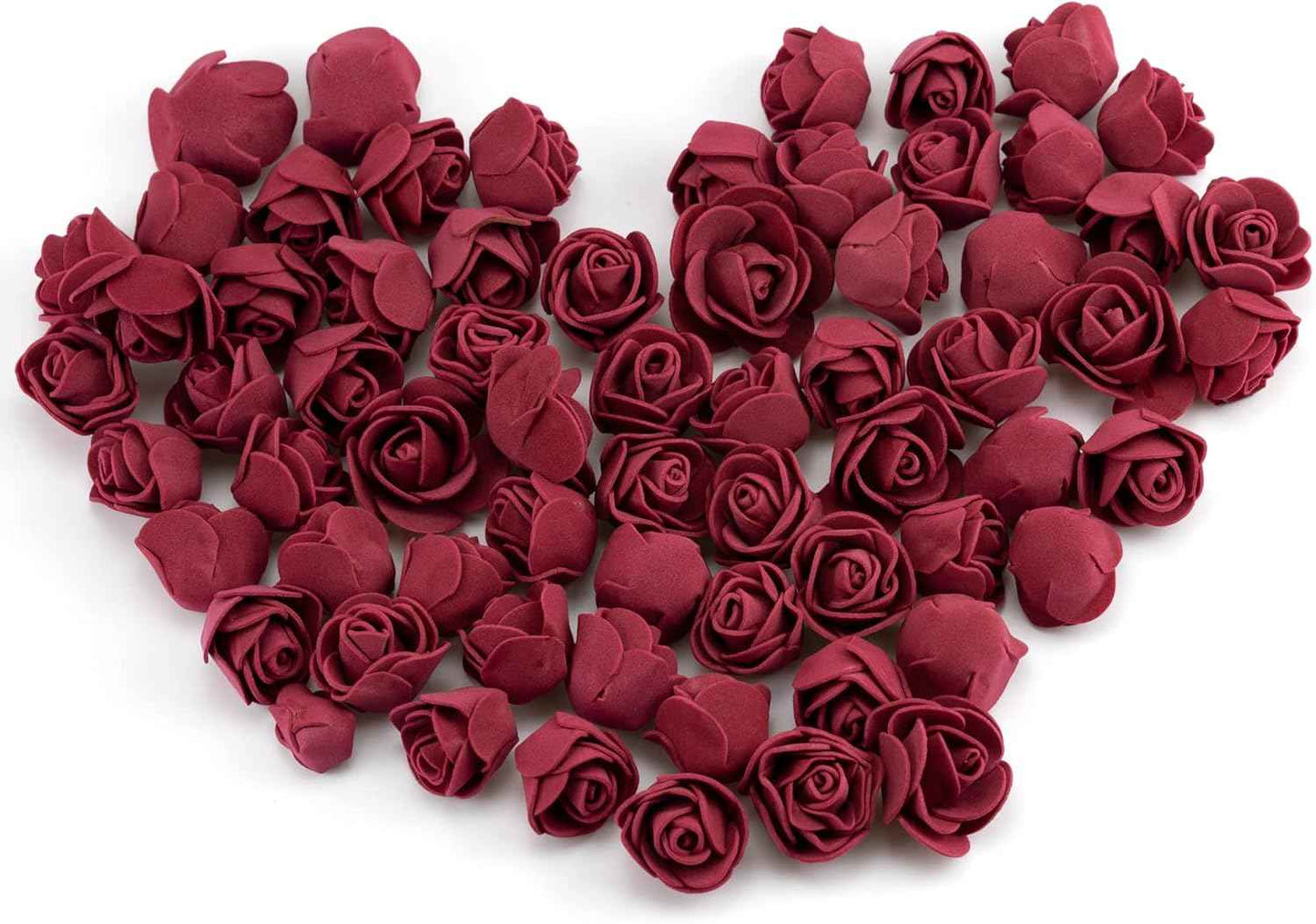 IFAMIO 100 Pcs Foam Artificial Burgundy Roses Mini Fake Flowers Mini Artificial Fake Rose Heads Artificial Floral for DIY Bouquets Party Baby Shower Home Decorations Wedding