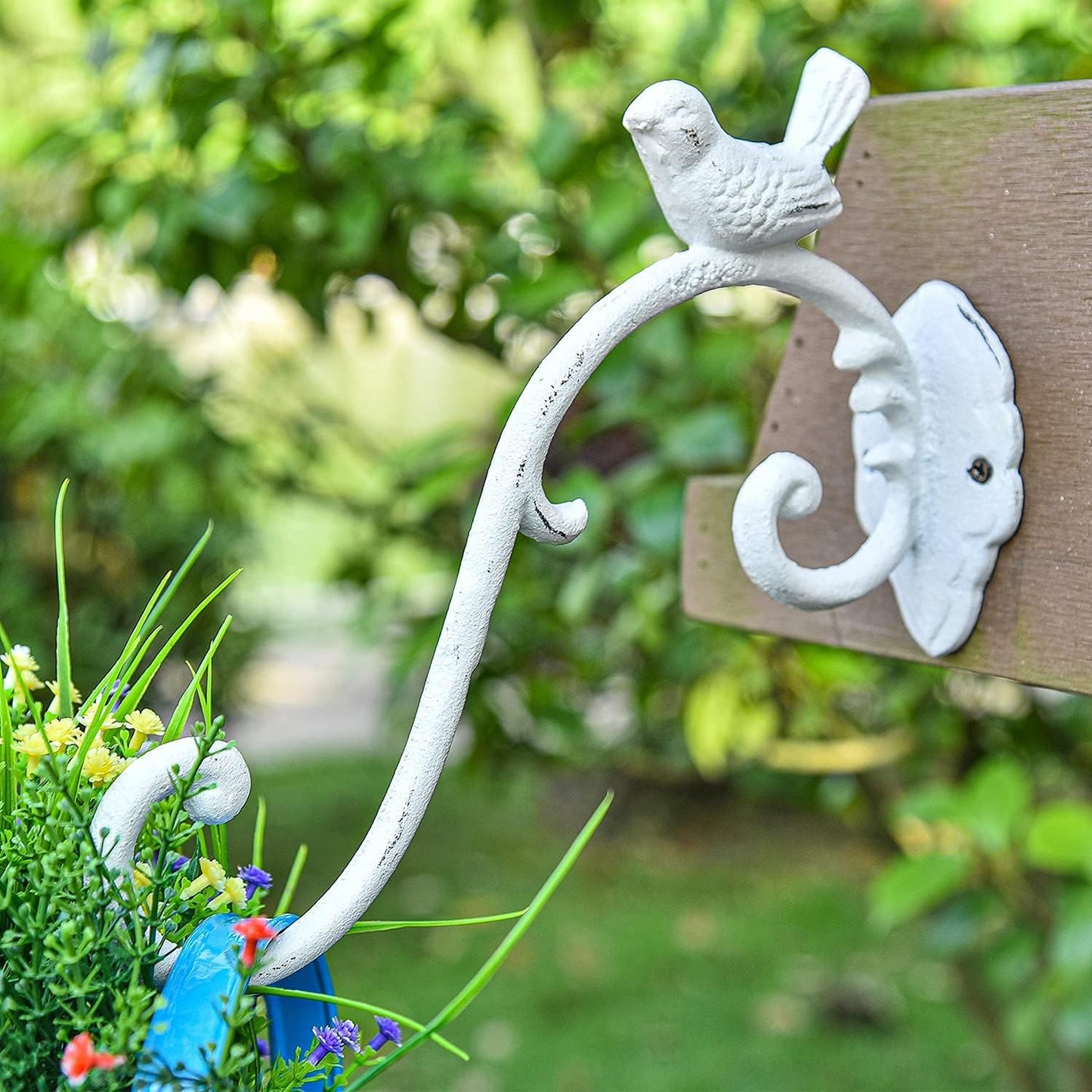 Sungmor Cast Iron Wall Hanging Plant Bracket, 2 Pack 10 Inch Decorative Plant Hanger, Lovely Bird Metal Plant Hooks for Hanging Planters Lanterns Bird Feeders Wind Chimes