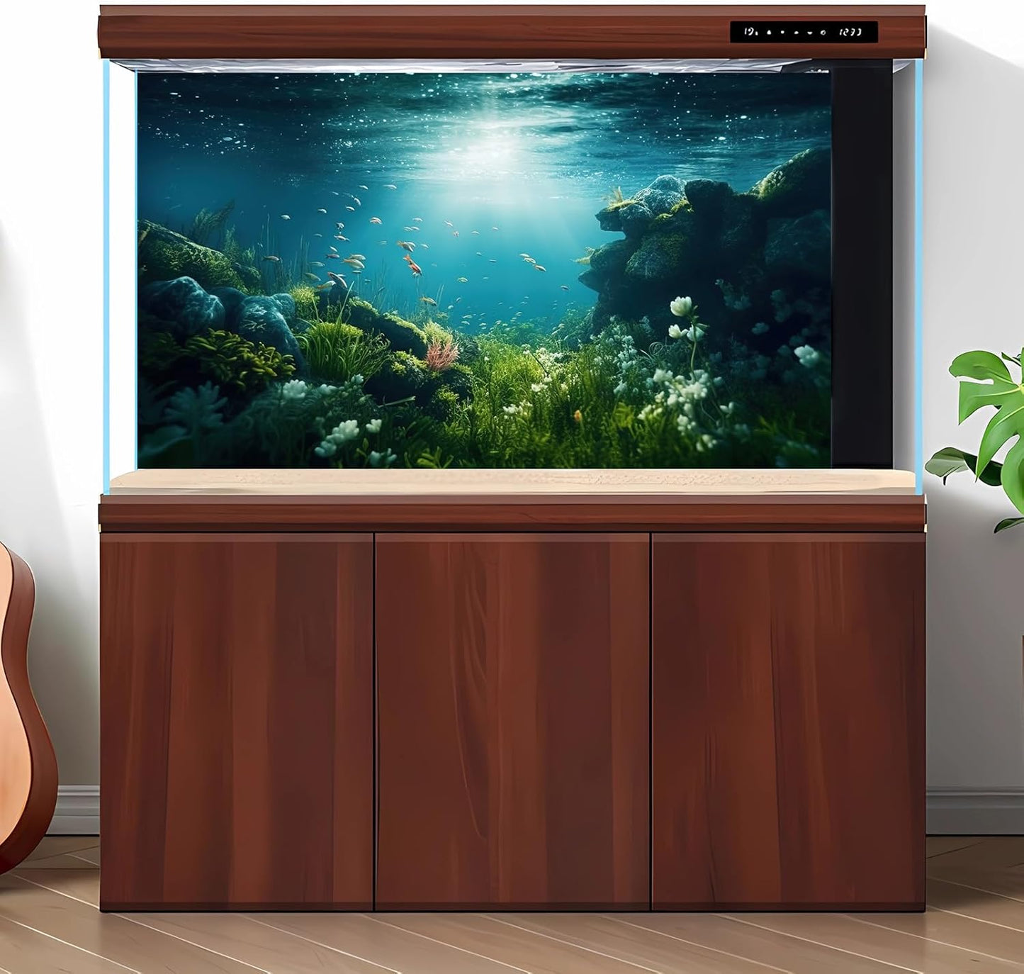 Underwater Aquarium Background Under The Sea Fish Tank Background Ocean Floor Green Aquatic Plants Aquarium Backgrounds Deep Sea Sunray Tropical Fish Aquarium Tank Backgrounds 48x24in