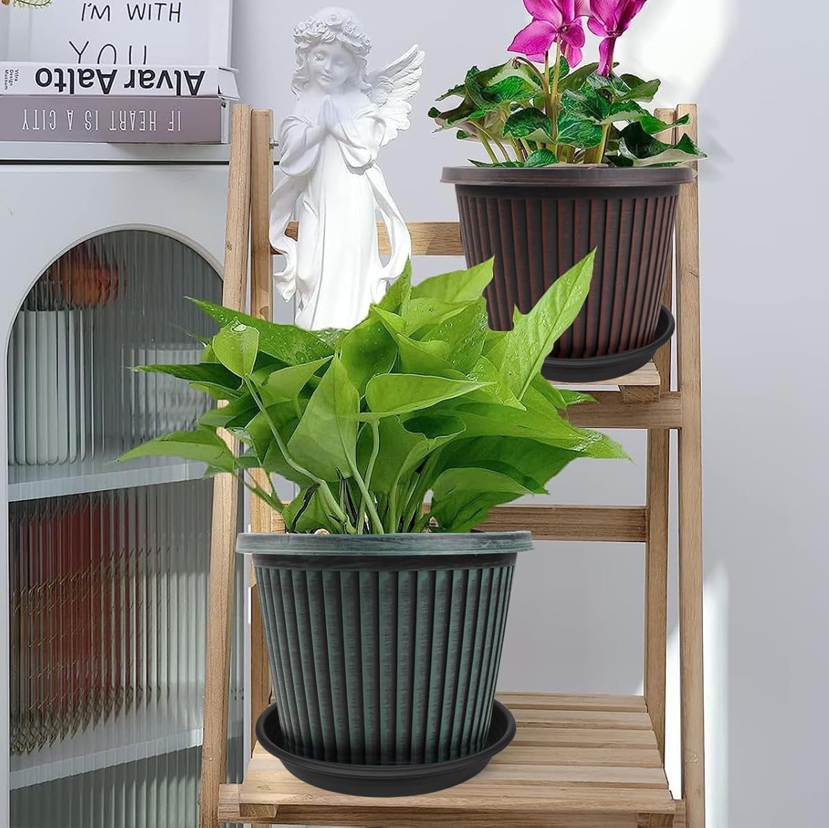 1 Pack of 26 inch Plant Saucer, Large Plant Tray, Heavy Sturdy Plant Drainage Tray for Indoors, Bird Bath Bowls, Sturdy Plastic Pot Tray for Planter (Black)