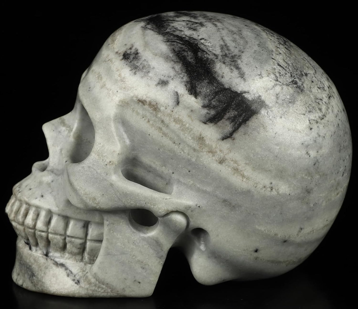 Skullis 5.0”Picasso Jasper Crystal Skull, Hand Carved Gemstone Fine Art Sculpture, Reiki Healing Stone Statue.3160