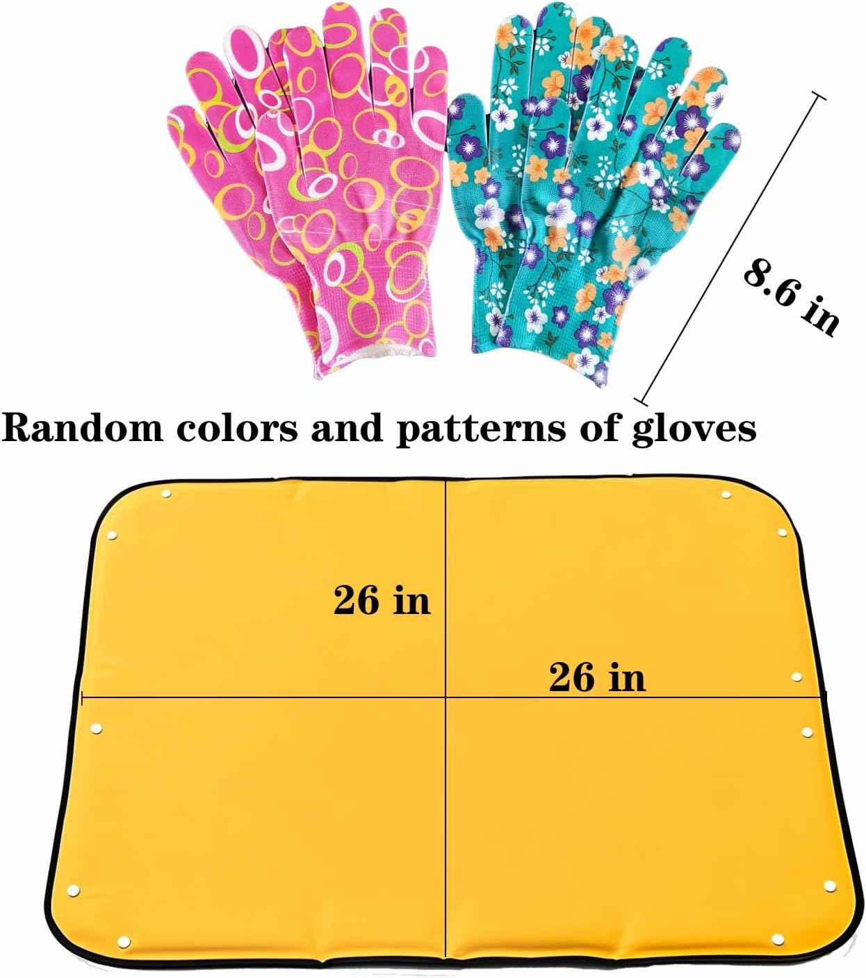 Printed Floral Garden Tool Set,Aluminum Garden Tools Set, Heavy Duty Gardening Tool Kits,4 Pcs Gardening Tools with Trowel, Rake, Garden Gloves&Repotting Mat,Ideal Gift for Women