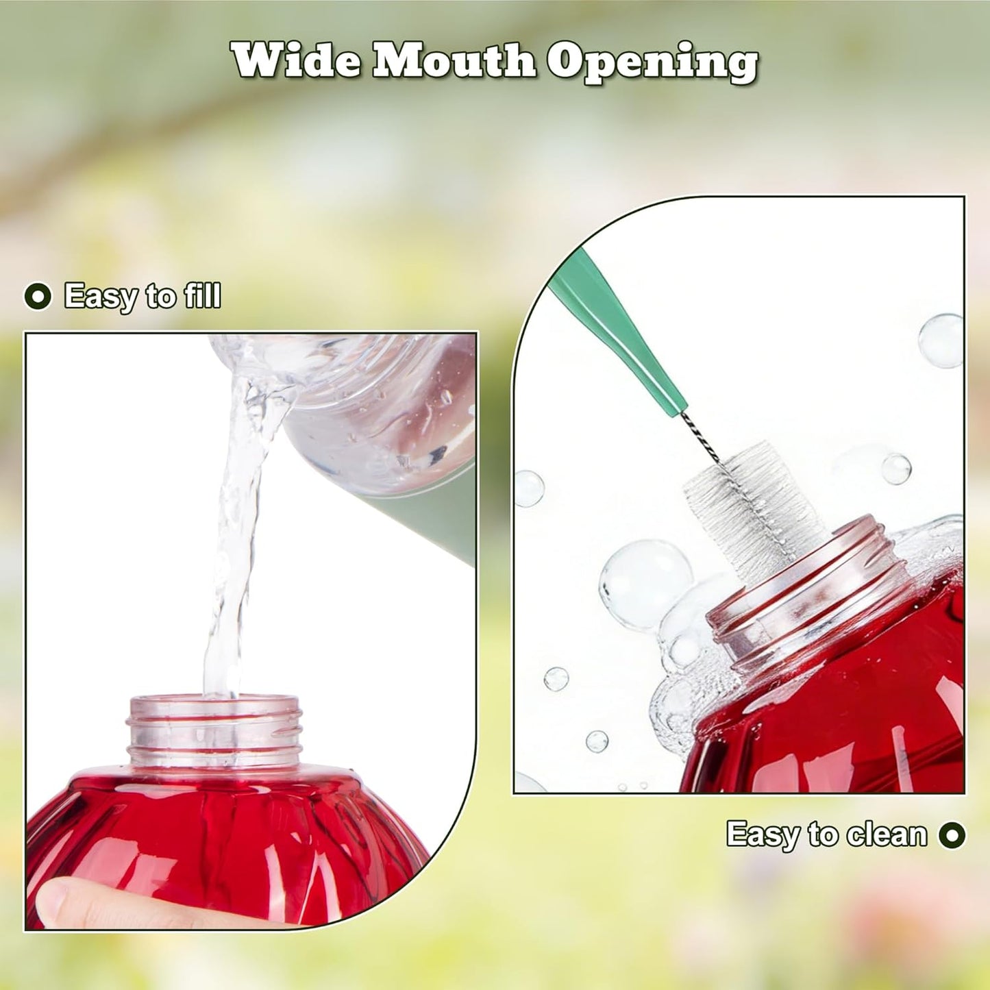 Hummingbird Feeder, Auslar 26 Ounces Glass Hummingbird Feeders for Outdoors Hanging Ant and Bee Proof, Ant Moat & 5 Flower Feeding Ports, Rustproof, Leakproof, Netted Flower Bud Shape Bottle, Red