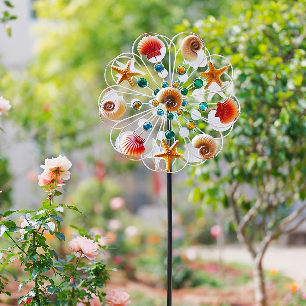 Stargarden Wind Spinners Outdoor, 16 Inch Kinetic Wind Spinner, Ocean Metal Wind Sculptures & Spinners, Waterproof Windmill for Yard, Porch Decor