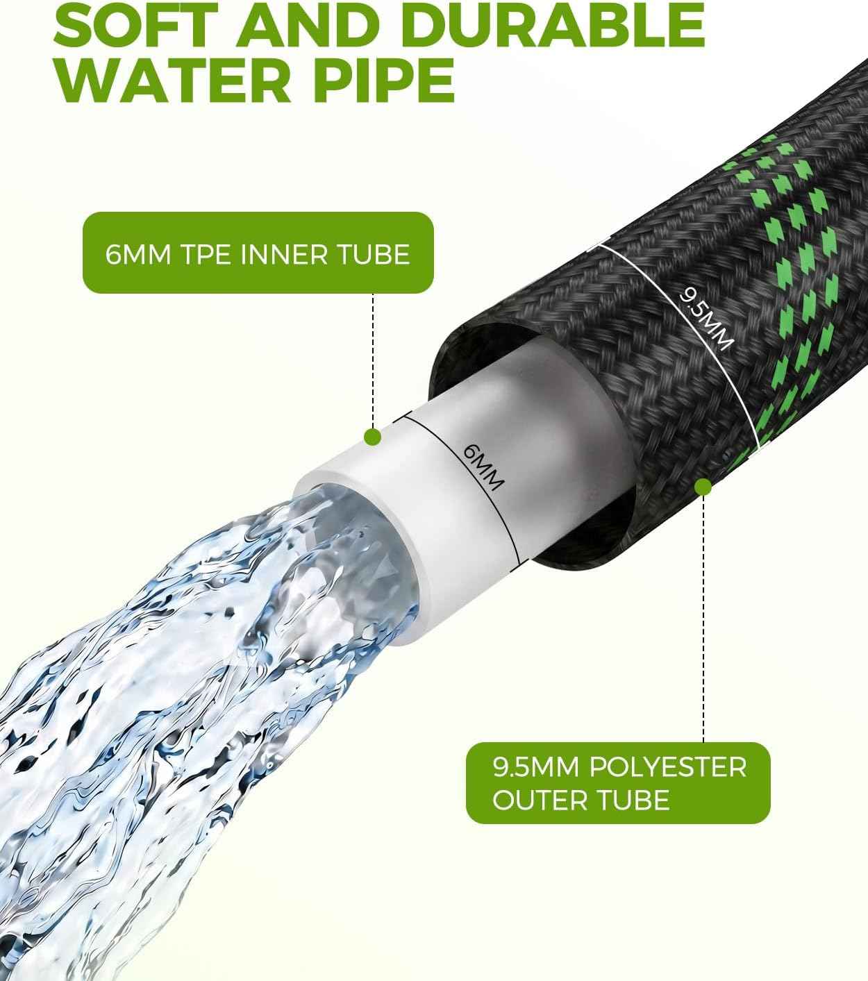 100ft Garden Hose, Non-Expandable Water Hose with 8 Function Spray Nozzle, Lightweight, Knik-Free, Burst-Resistant, Durable & Flexible 3/4" Garden Hose for Lawn, House Cleaning, Car Washing