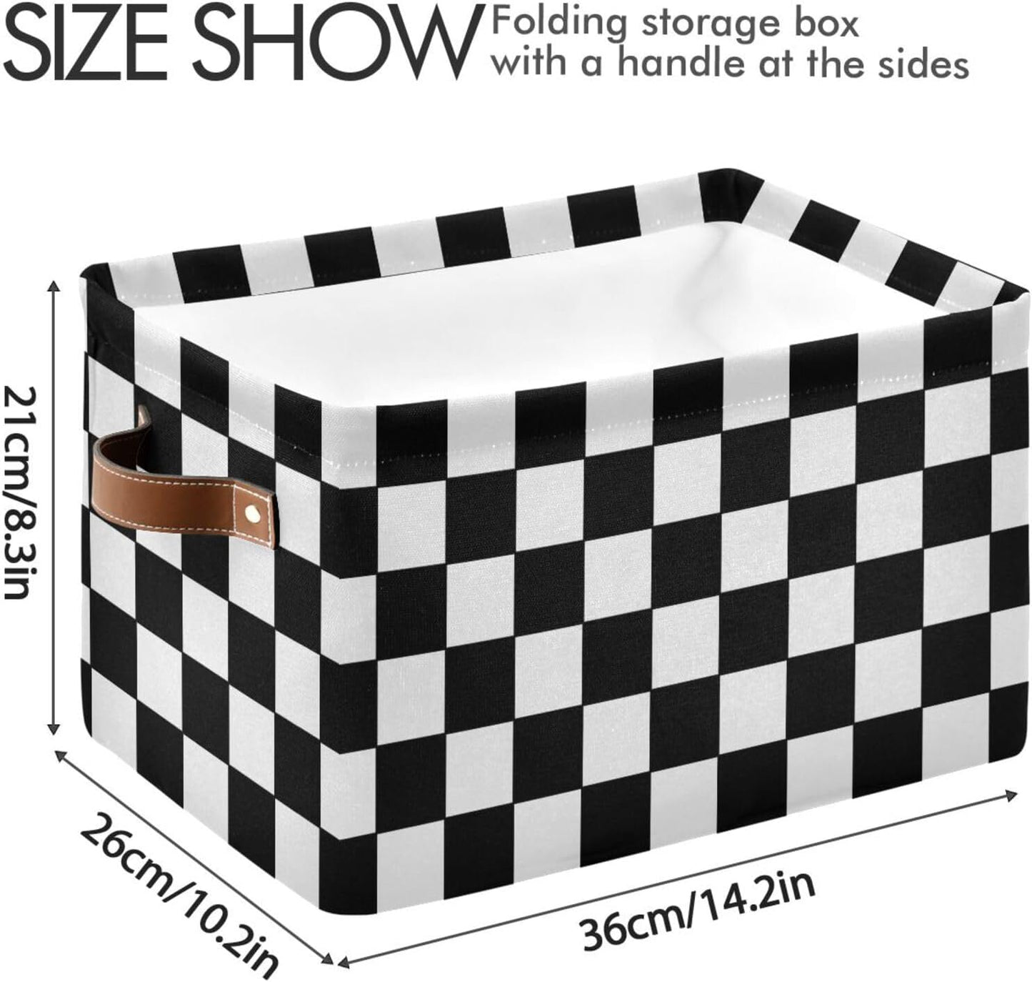 Black and White Check Rectangular Storage Basket Organizer Bin Shelf Baskets For Clothes Gifts For Home Office Dorm