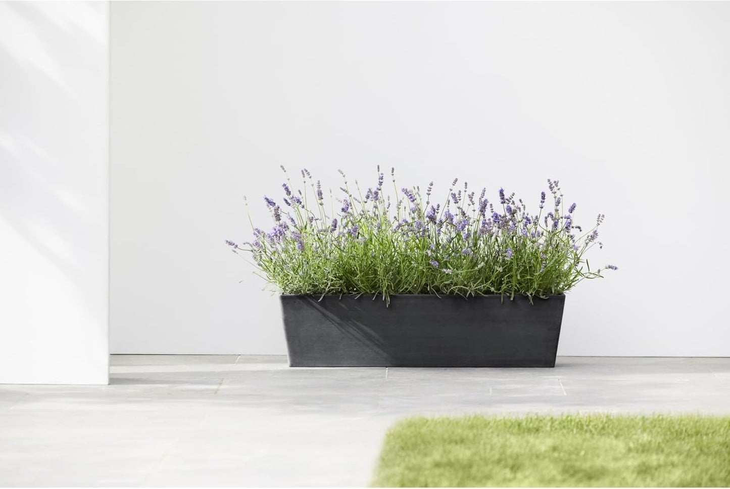 Ecopots Bruges Durable Modern Rectangular Indoor/Outdoor Recycled-Based Composite Flower Pot Planter, Dark Grey, 21.5"