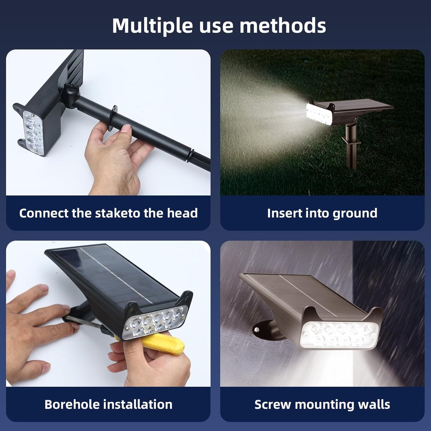 HOFLYW Solar Spotlights Outdoor Waterproof Landscape Path Lights Solar Dusk to Dawn Outdoor Lighting 4 Brightness Modes for Garden Pathway Tree Driveway Porch Yard