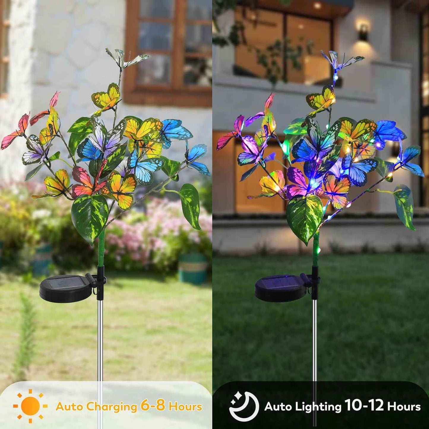 Solar Garden Lights Outdoor Waterproof Solar Lights 4 Pack with New Upgraded 40 LED 18 Butterfly Outdoor Lights for Yard Outside Garden Pathway Decor