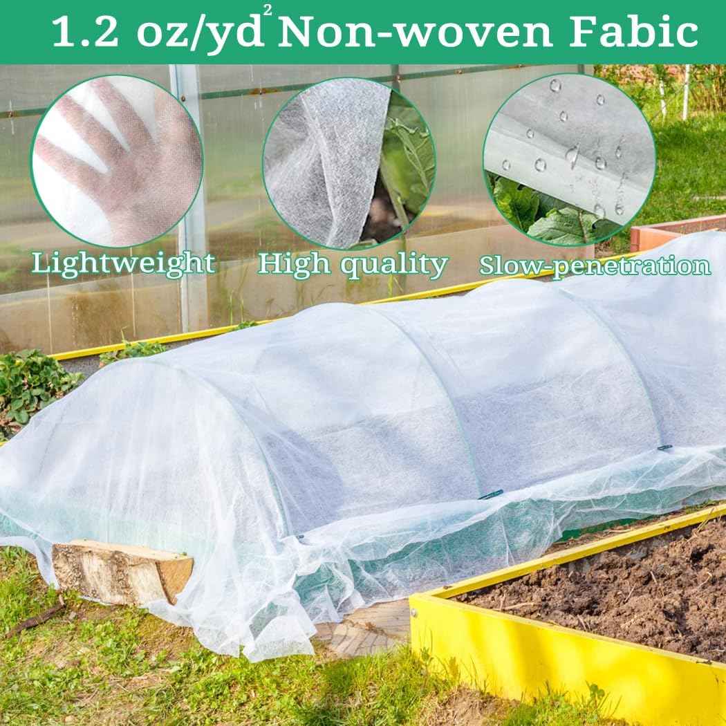 Plant Covers Freeze Protection with Ultra Fine Mesh Reusable Floating Row Cover for Plants Vegetables Flowers Fruits Frost Sun Protection 1.2oz/yd² (6.5x10ft,2pc)