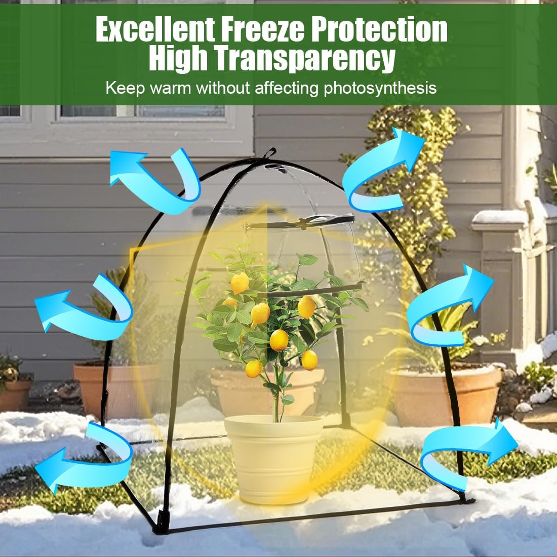 Plant Covers Freeze Protection, Clear Outdoor Garden Frost Cover, Plant Protectors from Animals, Garden cloches for Plants, Potted Fruit min Greenhouse(Transparent,2-Pack)