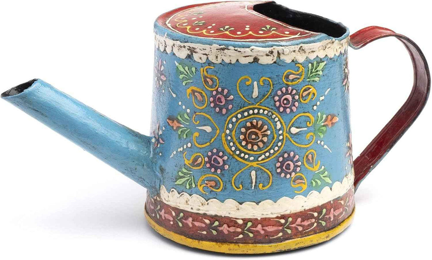 Matr Boomie Handheld Small Metal Watering Can with Hand Painted Colorful Floral Design, for Indoor Outdoor Plants (Mini 8 inches, Iron), Gift for Her, Mom, Mother's Day