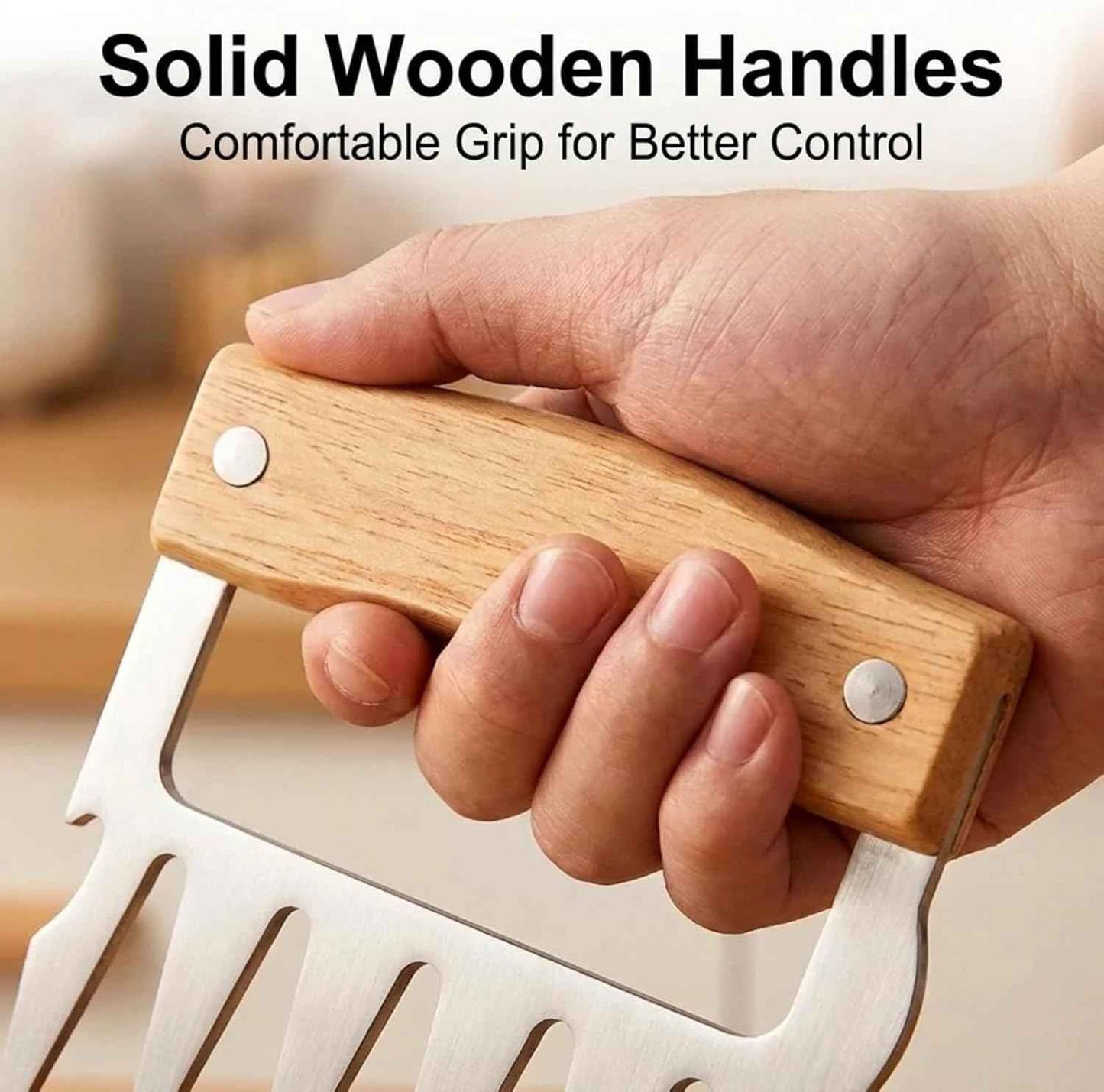 Meat Shredder Claws, Bear Claws Meat Shredder for Pulled Pork & Chicken, 304 Stainless Steel Meat Claws with Wooden Handles, BBQ Tool Gift