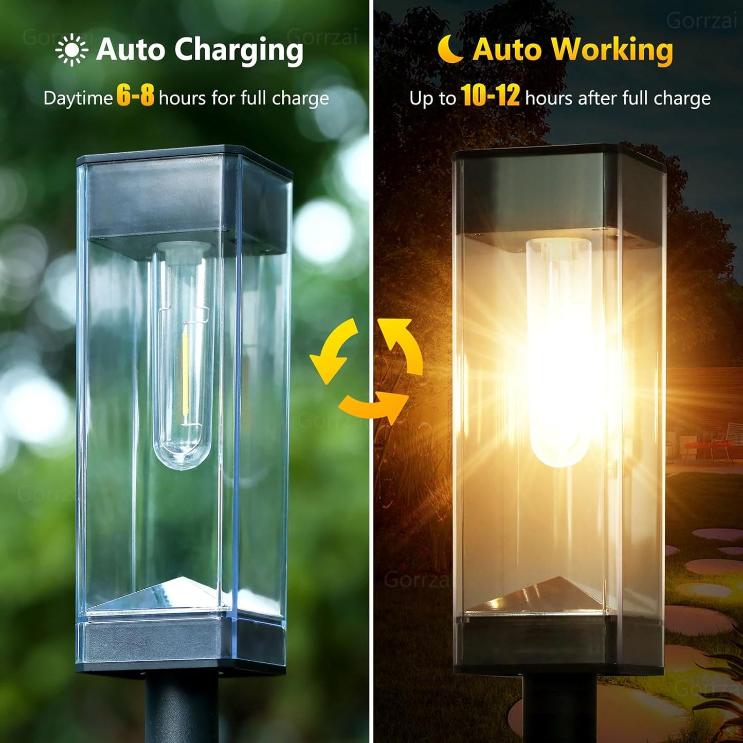 Solar Pathway Lights Outdoor Waterproof Solar Outdoor Lights with LED Tungsten Filament Bulb, Auto On/Off Garden Lighting for Outside Yard Landscape Driveway Lawn Path 4 Pack