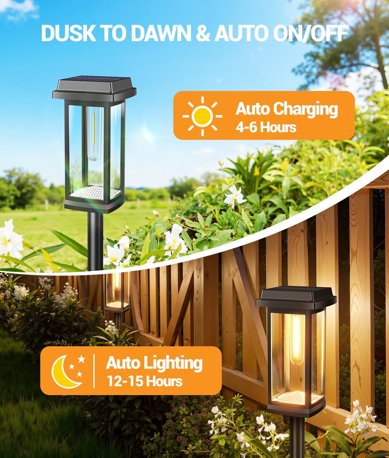Solar Pathway Lights Outdoor, 8 Pack Upgraded Solar Garden Lights solar powered, solar lights outdoor waterproof IP65, 15 Hours Outdoor Solar Lights for Yard Patio Landscape Walkway Driveway Decor