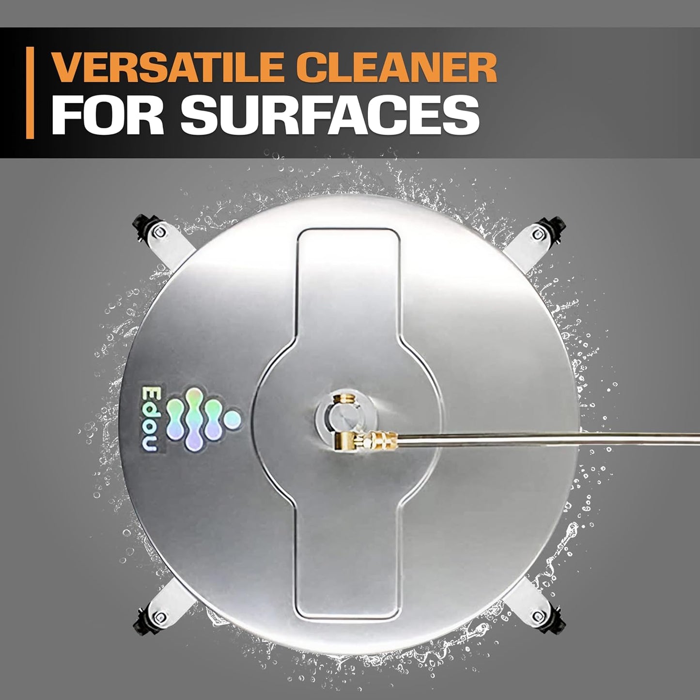EDOU Pressure Washer Surface Cleaner - 20-Inch Stainless Steel Cleaner, 2 Replaceable Nozzles, 2 Washer Wand Attachments, 4 Wheels - 4000 PSI Maximum Pressure - 1/4" Quick Connector