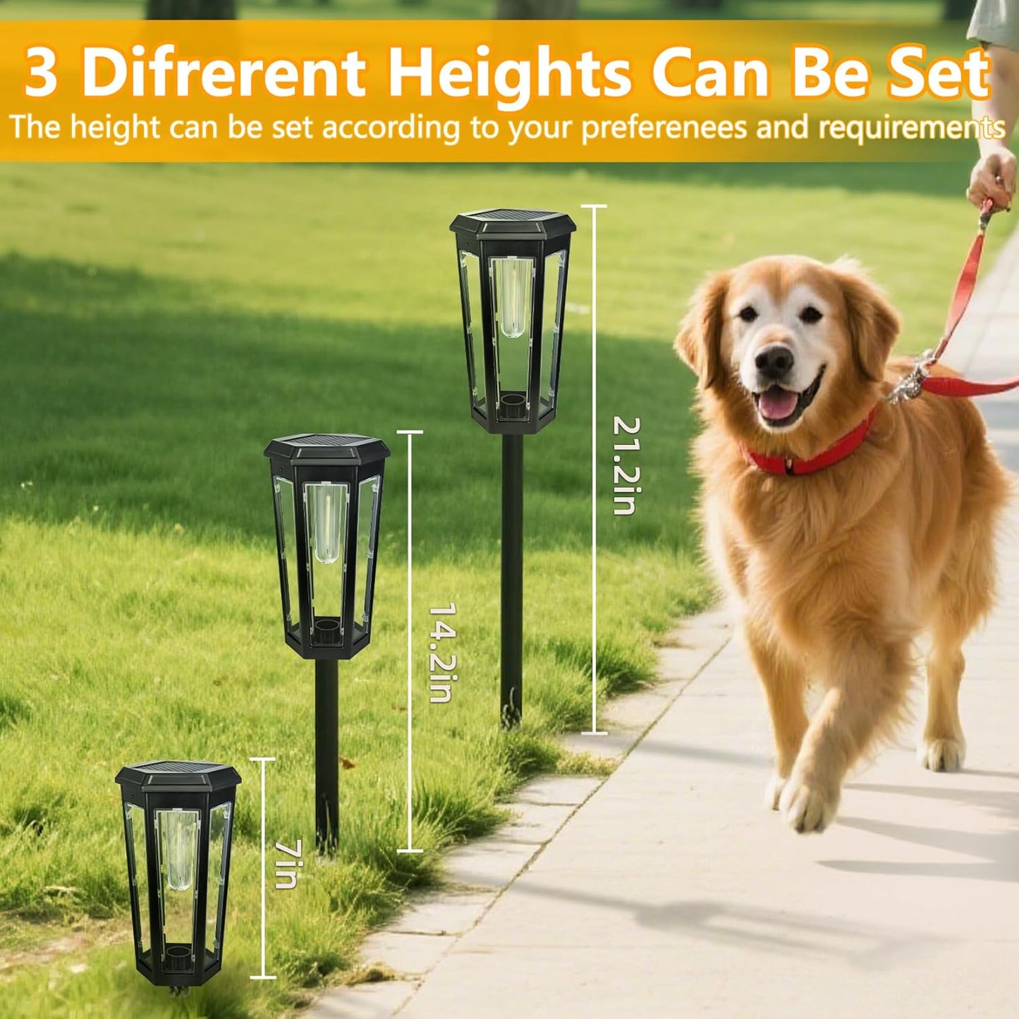 Solar Pathway Lights Outdoor, 4 Pack Bright Solar Lights Outdoor Waterproof, Bright Up to 10 Hrs, Auto On/Off Garden Lights for Yard, Landscape, Driveway, Walkway with 2 Lighting Modes